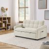 Loveseats Sofa Bed with Pull-out Bed,Adjsutable Back and Two Arm Pocket,TypeC and USB Charging with Copper nail,Beige (47"x53"x31") - as Pic