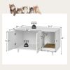 Cat Litter Box Enclosure with Divider and Double Doors - White