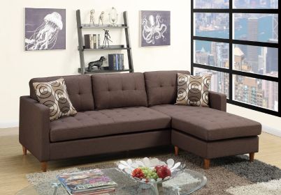 Chocolate Polyfiber Sectional Sofa Living Room Furniture Reversible Chaise Couch Pillows Tufted Back Modular Sectionals - as Pic