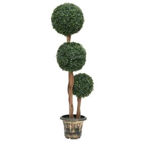 Artificial Boxwood Plant with Pot Ball Shaped Green 46.9" - Green