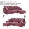 84 " Convertible Sectional Sofa, Modern Chenille L-Shaped Sofa Couch with Reversible Chaise Lounge, Fit for Living Room, Apartment(2 Pillows)   - Pink