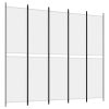 5-Panel Room Divider White 98.4"x86.6" Fabric - White