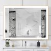 Rectangular Single Aluminum Framed Anti-Fog LED Light Wall Bathroom Vanity Mirror - 48*36 - Gold