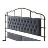 Queen size High Boad Metal bed with soft head and tail, no spring, easy to assemble, no noise - Dark Gray - Metal