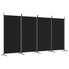 4-Panel Room Divider Black 136.2"x70.9" Fabric - Black