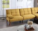 Mustard Polyfiber 1pc Adjustable Tufted Sofa Living Room Solid wood Legs Comfort Couch - as Pic