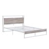 Queen Size Metal Platform Bed Frame with Sockets, USB Ports and Slat Support ,No Box Spring Needed White - as pic