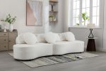 103.9" Modern Living Room Sofa Lamb Velvet Upholstered Couch Furniture for Home or Office, Beige - as Pic