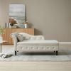 60&quot; Velvet Multifunctional Storage Chaise Lounge Buttons Tufted Nailhead Trimmed Solid Wood Legs with 1 Pillow ; Beige - pic