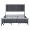 Full Size Metal Frame Upholstered Bed with 4 Drawers, Linen Fabric, Gray - as Pic