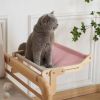 One-Step Cat Bed for Window sill & Bedside;Cat Window Perches ; Sliding Clamping Slot Adjustment Cat Hammock - Grey&Orange
