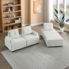 L-Shape Modular Sectional Sofa, DIY Combination, Chenille  - White - Chenille