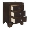 Brown Cherry Finish 3-Drawers Nightstand with 2 USB Ports Transitional Bedroom Furniture 1pc Bedside Table Wooden - as Pic