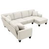 108*85.5" Modern U Shape Sectional Sofa, 7 Seat Fabric Sectional Sofa Set with 3 Pillows Included for Living Room, Apartment, Office,3 Colors  - Beige
