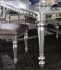 Glamourous Silver Finish Rectangular Dining Table 1pc Draw Leaf Mirror Trim Apron Dining Room Furniture - as Pic