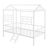 Metal House Bed Frame Twin Size with Slatted Support No Box Spring Needed White - as Pic