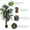 4 Feet In/Outdoor Trunks Artificial Ficus Silk Tree - green