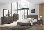 Bedroom Furniture Traditional Look Unique Wooden Nightstand Drawers Bed Side Table Grey - as Pic