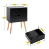 Modern Nightstand;  End Table;  Side Table with Storage Drawer;  Living Room Bedroom Furniture;  Rustic Brown - black