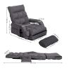 Lazy Sofa Bed Fold Floor Chair Soft Sleeper In Home Lounger Recliner 6-Position Adjustable with Armrests Pillow Dark Gray - Gray