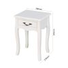 White Living Room Floor-standing Storage Table with a Drawer;  4 Curved Legs - 14.96"L x 12.2"W x 21.45"H