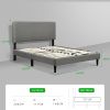 Upholstered Bed with Wings Design - Strong Wood Slat Support - Easy Assembly - Dark Gray Velvet;  Queen;  double full platform bed - Full - Light Grey
