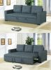 Sofa w Pull out Bed Convertible Sofa in Blue Grey Polyfiber HS00-F6532 - as pic