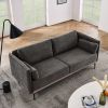 Modern Sofa 3-Seat Couch with Stainless Steel Trim and Metal Legs for Living Room - Gray - Linen