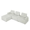 L-Shape Modular Sectional Sofa, DIY Combination, Chenille  - White - Chenille