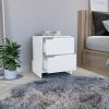 DEPOT E-SHOP Haines Nightstand with 2-Drawers, End Table with Sturdy Base, White - as Pic