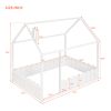 (Slats are not included) Full Size Wood Bed House Bed Frame with Fence,for Kids,Teens,Girls,Boys (White )(OLD SKU:WF281294AAK) - as pic