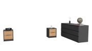 Sydney 3 Piece Bedroom Set, Nightstand + Nightstand + Drawer Dresser, Black / Pine - Black / Pine