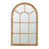 34x54.3" Large Arched Accent Mirror with Brown Frame with Decorative Window Look Classic Architecture Style Solid Fir Wood Interior Decor - as Pic