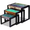Three Piece Nesting Tables Solid Reclaimed Wood - Brown