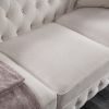 Chesterfield sofa beige linen fabric (Beige) - as Pic