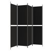 4-Panel Room Divider Black 78.7"x78.7" Fabric - Black