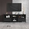 WESOME 70.08 Inch Length Black TV Stand for Living Room and Bedroom;  with 2 Drawers and 4 High-Capacity Storage Compartment. - Black