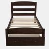 Platform Twin Bed Frame with Storage Drawer and Wood Slat Support No Box Spring Needed - Espresso