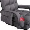 Lazy Sofa Bed Fold Floor Chair Soft Sleeper In Home Lounger Recliner 6-Position Adjustable with Armrests Pillow Dark Gray - Gray