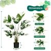 2 Pack 4 Feet Artificial Monstera Deliciosa Plants for Home Office - Green + White + Black