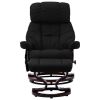 Massage Recliner with Ottoman Black Faux Leather and Bentwood - Black