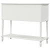 Sideboard Console Table with Bottom Shelf, Farmhouse Wood/Glass Buffet Storage Cabinet Living Room - White