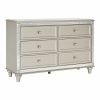 Luxury Champagne Finish Dresser of 6 Drawers 1pc Glamorous Crystal Diamond Pattern Knobs Stylish Bedroom Furniture - as Pic