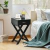Design Sofa Side Table with X-Shape Drawer for Living Room Bedroom - Black