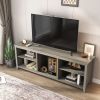 WESOME TV Stand Storage Media Console Entertainment Center; Tradition Black - Grey