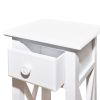 Side Table with Drawer White - White