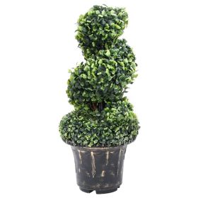 Artificial Boxwood Spiral Plant with Pot Green 23.2" - Green