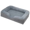 Pet Dog Bed Soft Warm Plush Puppy Cat Bed Cozy Nest Sofa Non-Slip Bed Cushion Mat Removable Washable Cover Waterproof Lining For Small Medium Dog - L