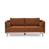 Modern Sofa 3-Seat Couch with Stainless Steel Trim and Metal Legs for Living Room - Orange - Linen