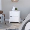 Nightstand Brookland, Bedside Table with Double Drawers and Sturdy Base, White Finish - as Pic